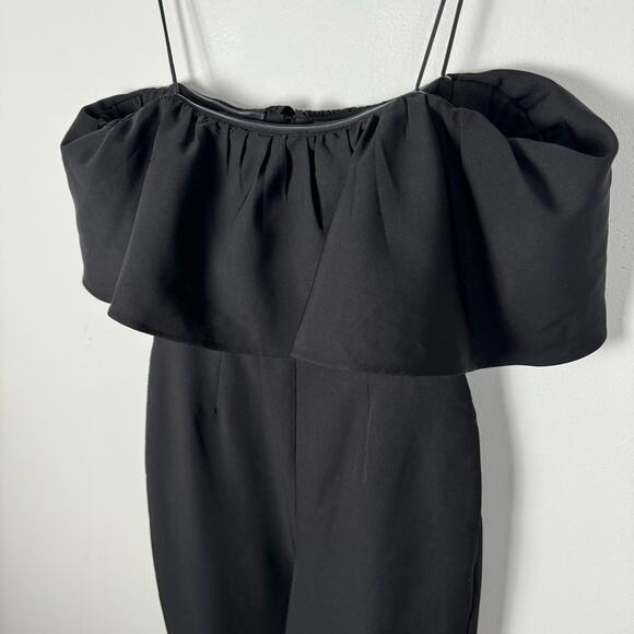 Sam Edelman Off the Shoulder Jumpsuit Black Sz 4 Minimalist Party Glam Cocktail - Picture 8 of 10